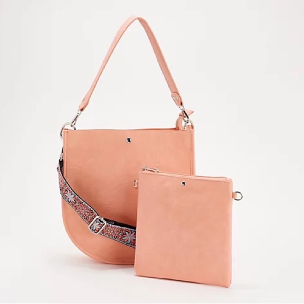🆕AHDORNED Double-Entry U-Shaped Messenger w/ 2 Straps & Pouch, Soft Peach Color